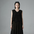 Gilet sans manches col V évidé noir K-fashion - Koreanxwear - Taille One size