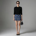Mini-jupe à carreaux rouge et bleu, style K-fashion, femme - Taille S