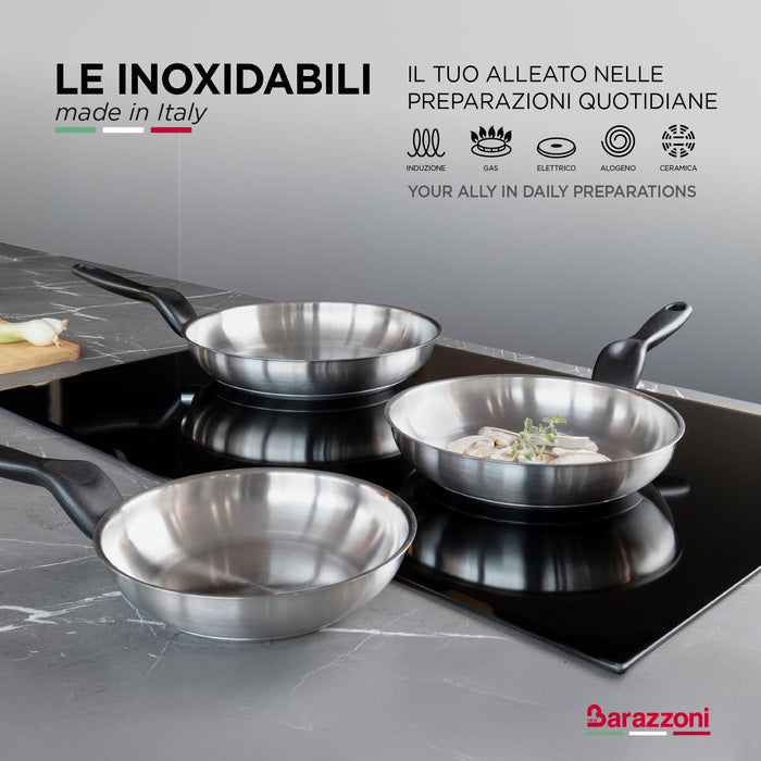 Tris acciaio inox - set 3 padelle cm 20/24/28