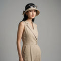 Chapeau bob tricoté bicolore avec nœud - Mode coréenne - Taille M（56-58cm）