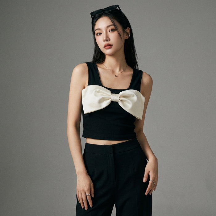 Gilet court bicolore noir femme - Mode K-fashion - Koreanxwear - Taille S