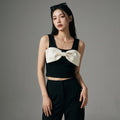 Gilet court bicolore noir femme - Mode K-fashion - Koreanxwear - Taille S