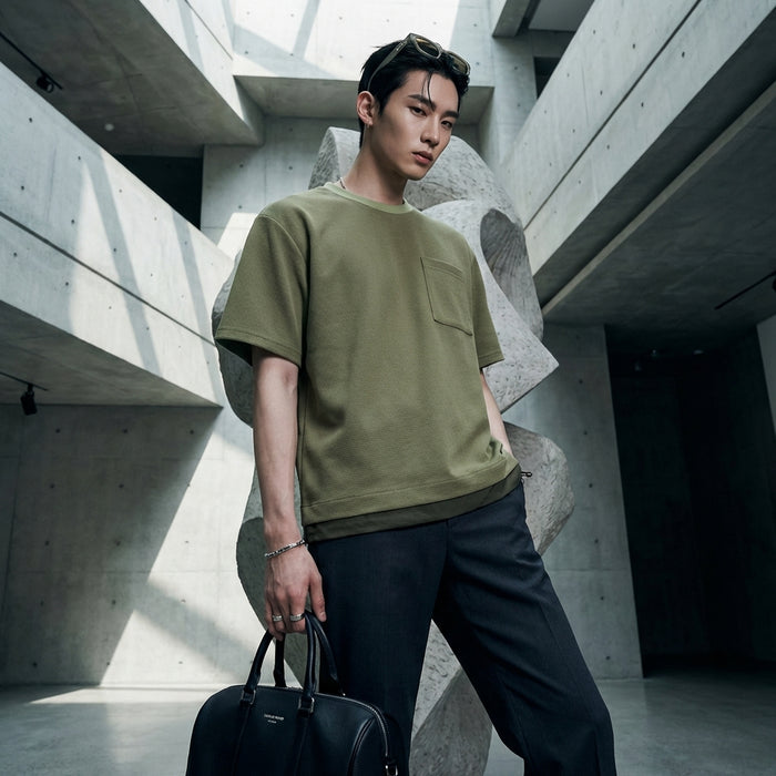 T-shirt bicolore streetwear homme - Koreanxwear