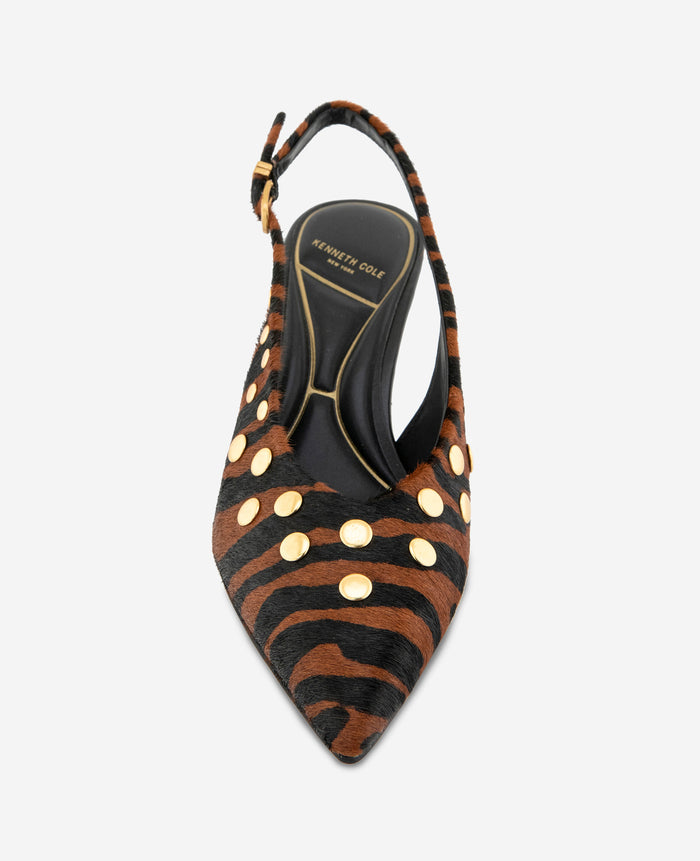 Ulysses Tiger Calf Hair Studded Slingback Heel