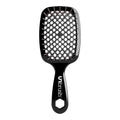 Black unbrush hairbrush with a honeycomb design on a white background