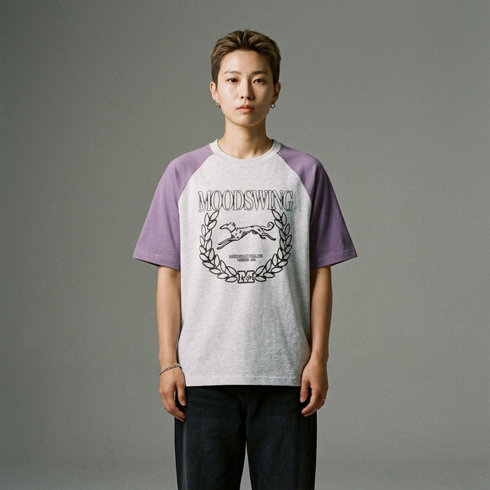 T-shirt unisexe imprimé chien teckel, manches courtes, mode K-fashion décontractée. Couleur café ou blanc gris. - Taille S