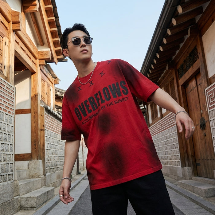 T-shirt unisexe délavé noir, style streetwear K-fashion - Koreanxwear