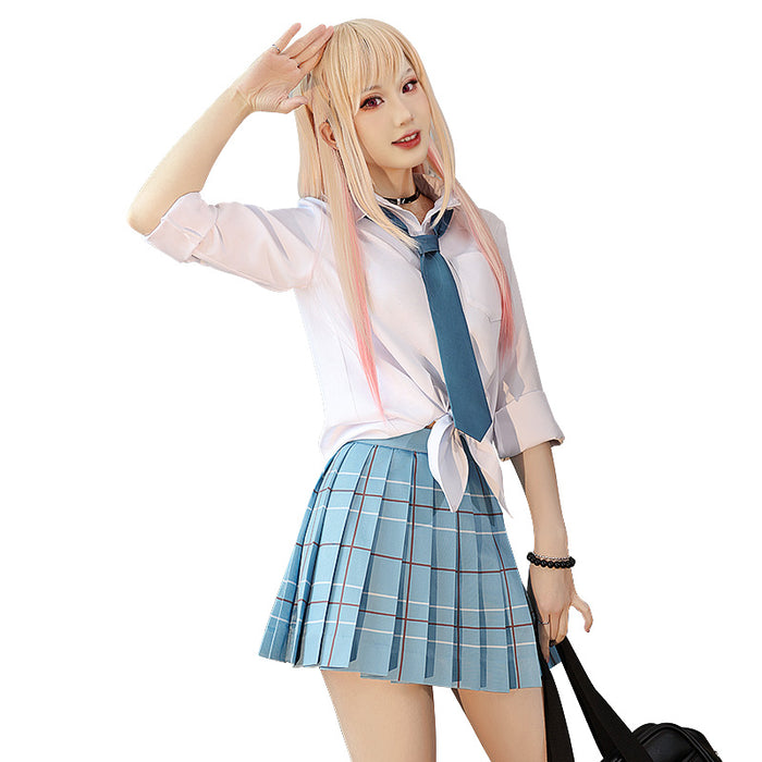 【US/EU Local Shipping】DokiDoki-SR Anime Cosplay Costume School Uniform White Blue JK