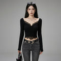 T-shirt femme col V manches évasées, mode coréenne et chic - Koreanxwear - Taille S