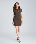 Varigated Polo Cap Sleeve Sweater Dress