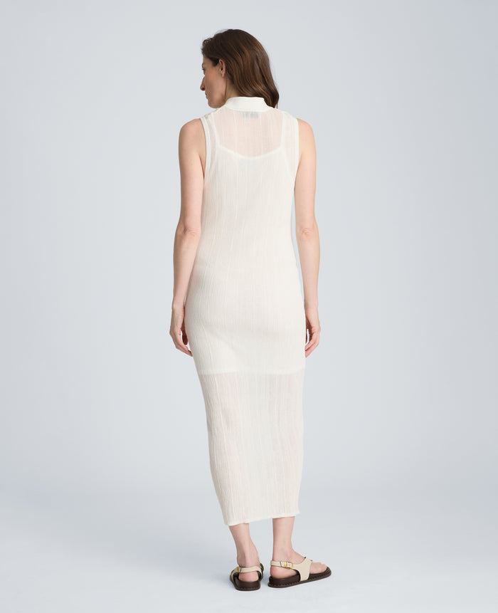 Varigated Polo Cap Sleeve Sweater Dress