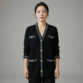 Cardigan tricoté avec bords en velours contrastant - Koreanxwear - Taille S
