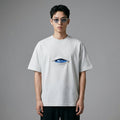 T-shirt lavé imprimé ample en coton noir - Koreanxwear - Taille M