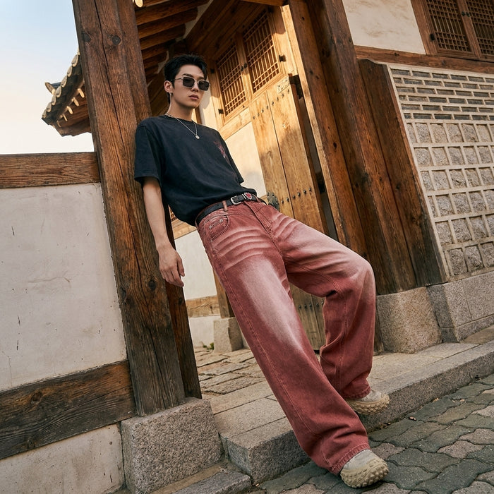 Jean large délavé pour un style streetwear et décontracté - Koreanxwear