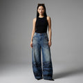 Jean large délavé coupe droite bleu - Koreanxwear - Taille S