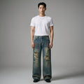 Jean large délavé pour homme style streetwear - Koreanxwear - Taille S