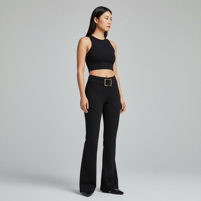 Women's Korean Black Low-Rise Pants