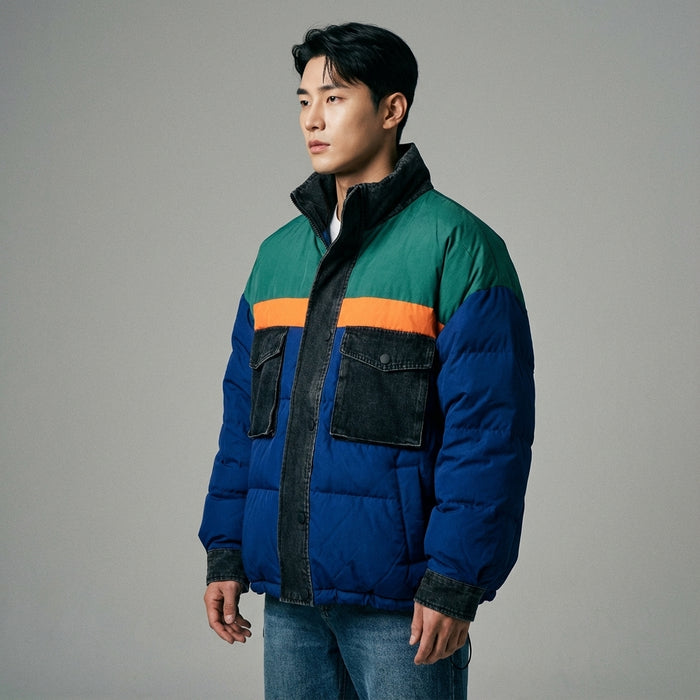 Doudoune coréenne ample col montant. Veste chaude streetwear pour l'hiver Koreanxwear. - Taille One Size