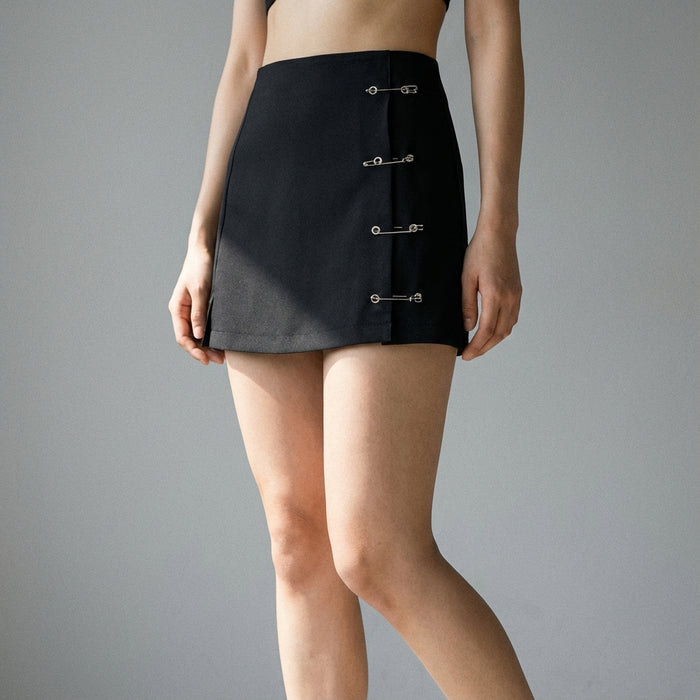 Mini-jupe streetwear fendue taille haute pour femme - Mode Coréenne Koreanxwear - Taille M