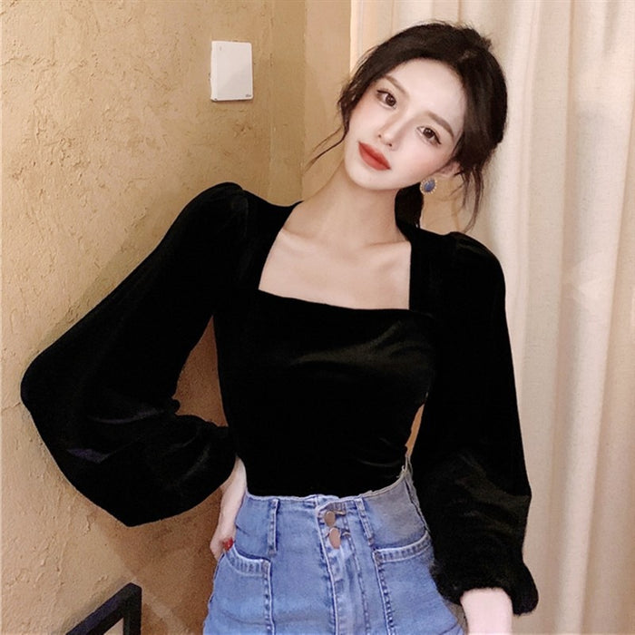 Women's Korean Velvet Blouse