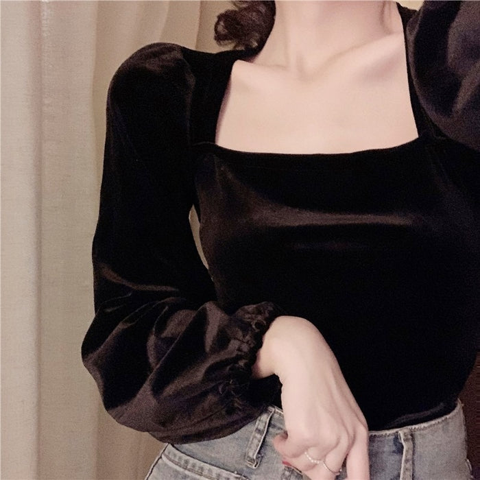 Women's Korean Velvet Blouse