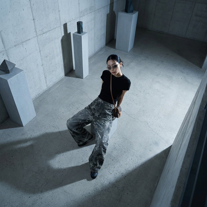 Jean camouflage étoiles usées pour homme - Koreanxwear
