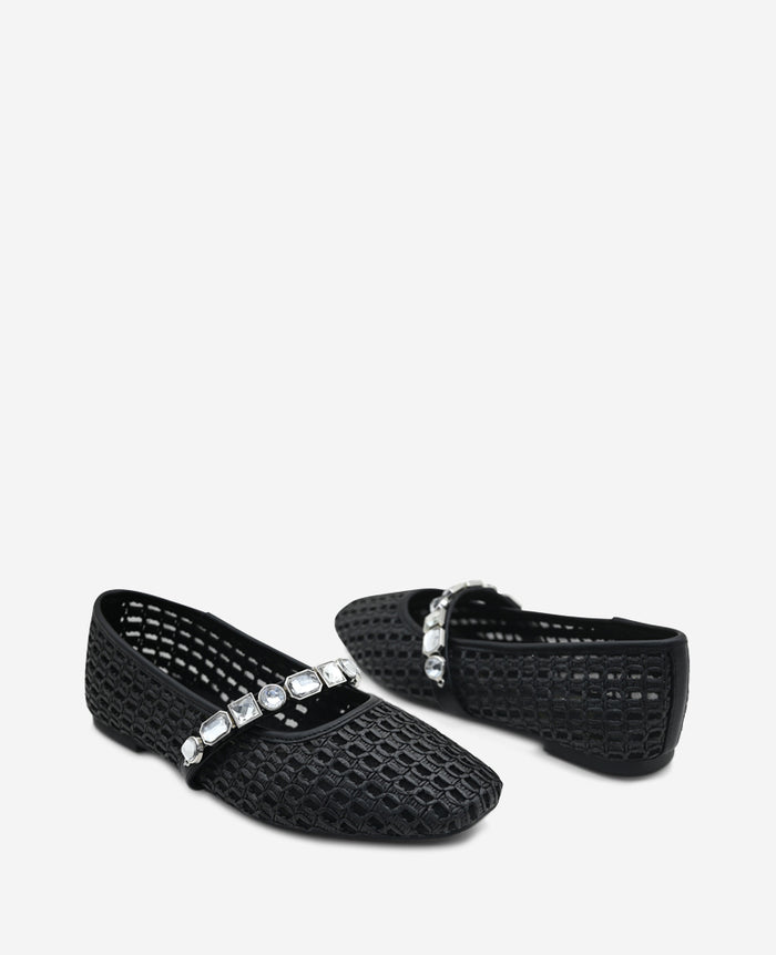 Zeta Raffia Jewel Mary Jane Flat