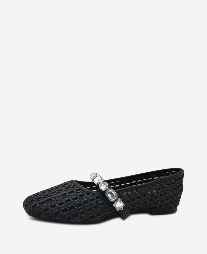 Zeta Raffia Jewel Mary Jane Flat