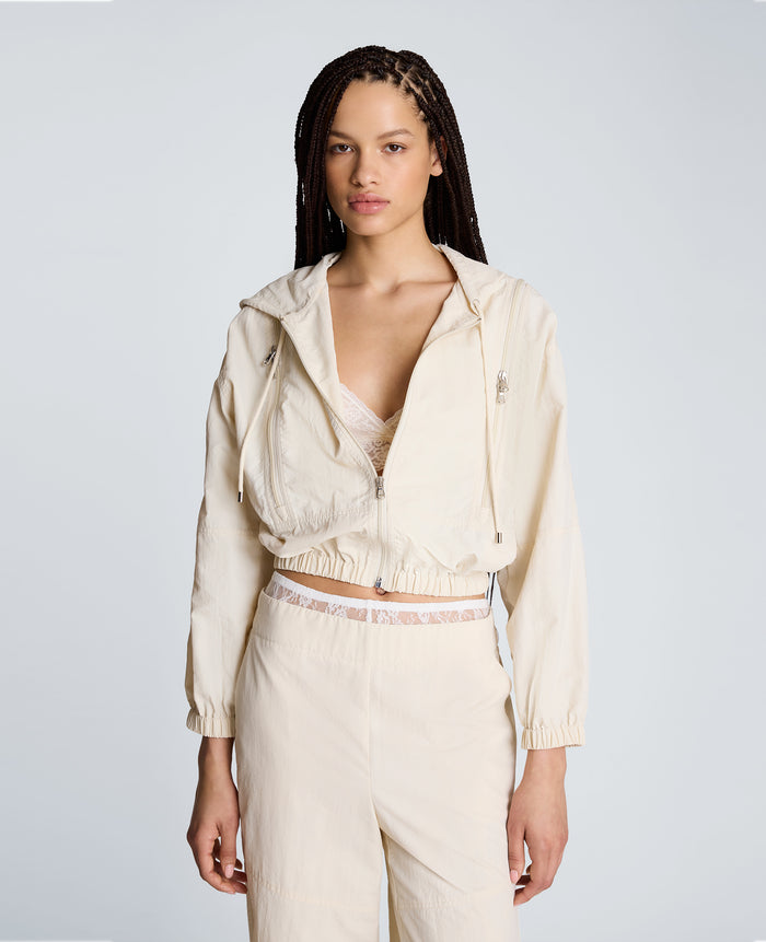 Zip Shoulder Hoodie with Front Zip