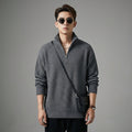Pull tricoté gris homme col montant zippé - Mode Coréenne Streetwear - Taille S
